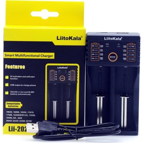 The Original Lii - 202 LiitoKala Carregador DE Bateria Inteligente com Funcao DE Banco DE Potencia USB para Ni - MH Bateria DE I
