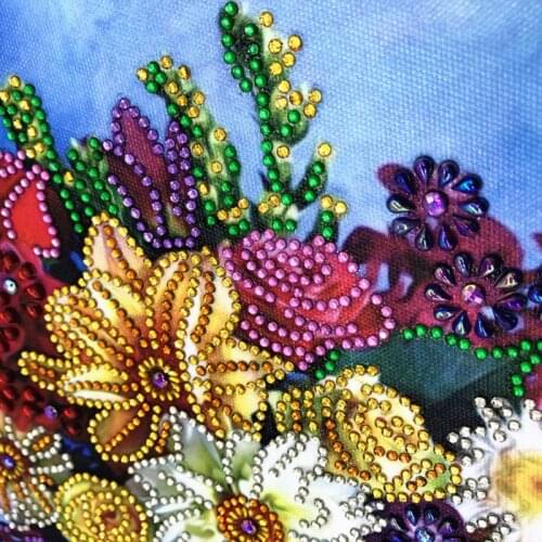P15D Beautiful Flowers 5D Special Shaped Diamond Painting Embroidery Needlework Rhinestone Crystal Cross Craft Stitch Kit DIY