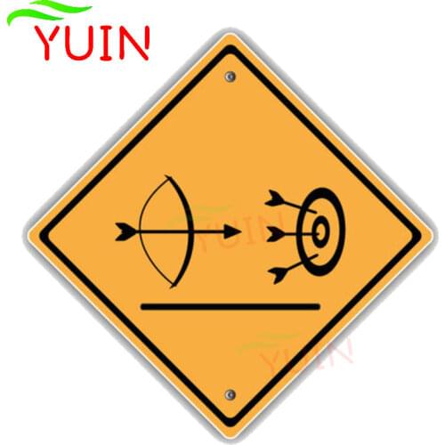 Personalized Car Sticker Funny Traffic Sign Archery Field Decals Creativity PVC Decorative Motorcycle Waterproof Decal 13*13cm