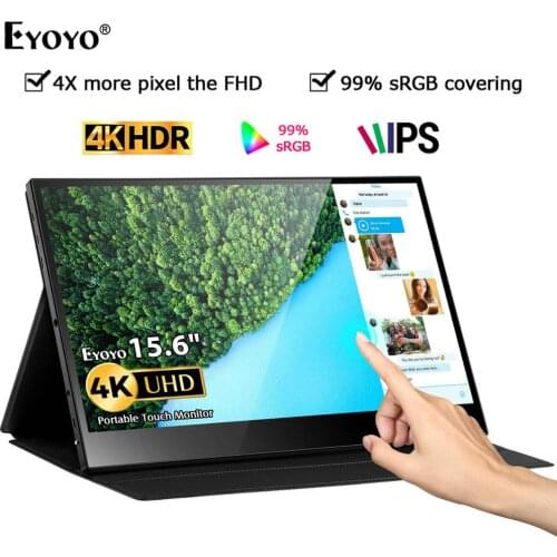 Eyoyo EM15KF 15.6" Portable Touch Monitor 4K UHD PD screen USB C HDMI 3840x2160 Laptop PC Rotatable Display For PS4 Xbox Switch