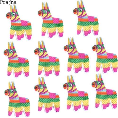 Prajna Wholesale 10PCS Alpaca Iron On Patches Cartoon Embroidered Logo Ironing On Clothing Stickers Cute Animals Badge Jeans DIY