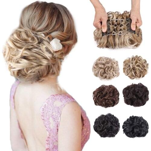 Comb Clip In Curly Hair Extension Synthetic Hair Pieces Chignon Women Updo Cover Hairpiece Extension Hair Bun