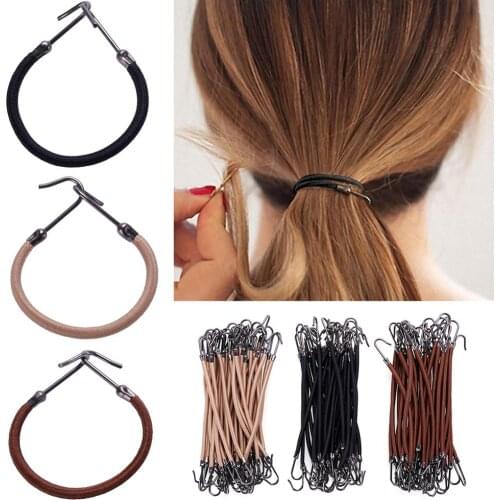 5pcs/lot New Elastic Clips Bows Hair Accessories Girls Bands Gum With Hook Ponytail Holder Bungee Hair Thick Hair Headwear