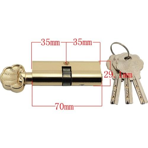 Room door bedroom door lock core wood door yellow flower handle copper key 70 lock core pressure handle handle lock heart