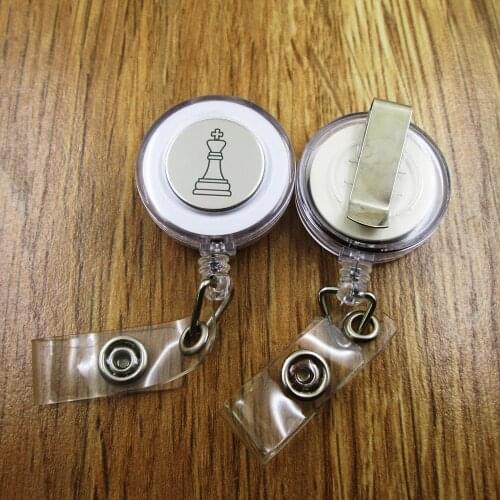 Chess King ID Badge Reel for Docter Nurse Teacher Student retractable recoil id badge holder work fun