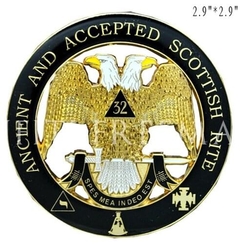 Scottish Freemason 33° Badge Metal Sticker Compass and Square Masons Car Truck Multi Motorcycle Sticker Badge with Red Sticker