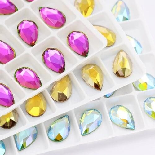 XiChuan 10pcs Flatback Colorful Drop Nail Rhinestones For Nails Art Decorations Crystal Glass Stone Manicure Shiny DIY Garment