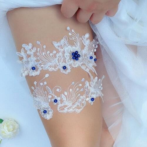 Flower Beading Embroidery Wedding Garter Ivory Sexy Garters for Women Female Bride Thigh Ring Bridal Leg Garter