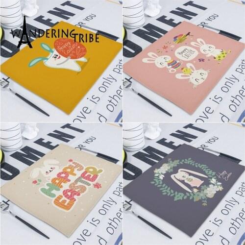 Happy Easter Wedding Napkin Cute Rabbit Dining Table Mat Drink Coasters Linen Pads Kitchen Table Mats Napkins Servilleta De Tela