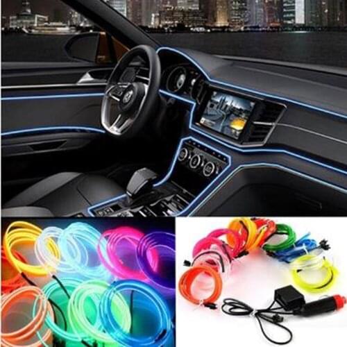 Car Interior Light Strip 12V LED Cold lights Flexible Neon EL Wire Auto Lights Strip Line Interior Decoration Strips Lamp