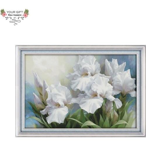 Joy Sunday H495 Free Shipping 14CT 11CT Stamped and Counted Home Decoration Iris Flowers Needlework Embroidery Cross Stitch