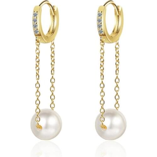 KOFSAC Fashion 925 Sterling Silver Earrings For Women Party Jewelry Exquisite Pearl Tassel Hoop Earring Lady Anniversary Gifts