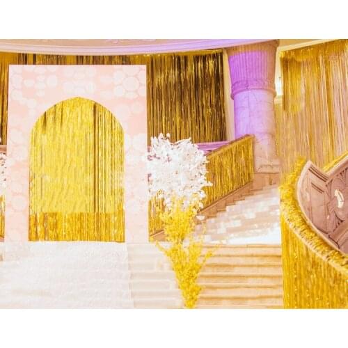 1packs 100cmx200cm Party Backdrop Curtains Rainbow Rain Foil Fringe Tinsel Curtain Wedding Birthday Party Party wall
