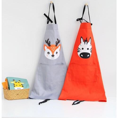 1pcs Deer Zebra Giraffe Pattern Apron Woman Adult Children Bibs Home Cooking Baking Shop Cleaning Apron Kitchen Accessory 46191