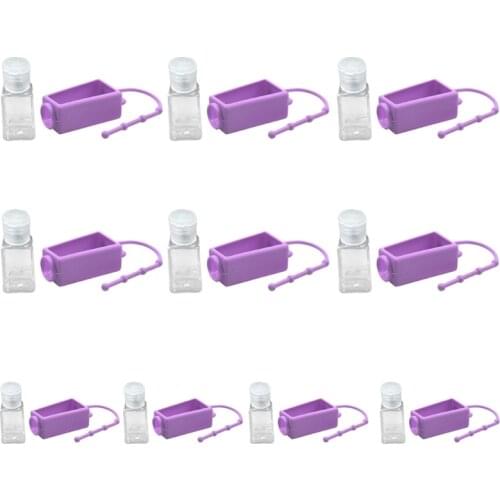 10Pcs Portable Flip Cap Refillable Empty Bottle with Silicone Holder Keychain