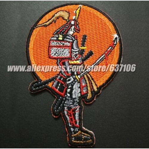 100PCS/LOT Japan Samurai Patches badges of Embroidered iron on MOTOR BIKER RIDER LIVE FREE Clothing Garment Jacket vest PATCH