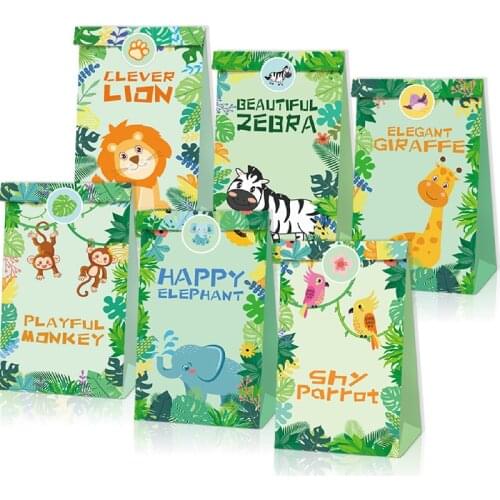 12pcs animal candy box gift bag Woodland jungle Safari theme 1st first boy Wild one Birthday party Baby Shower decoration favor