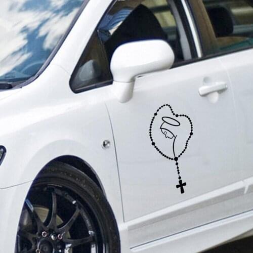 15cm Car Sticke Mary Rosary Compact Car Auto Trunk Body Bumper Window Decorative Decals Sticker Car Styling Accessorie