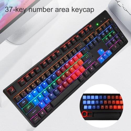 37-Key Blue-Red Gradient Backlight PBT Keycaps Mechanical Keyboard DIY Caps for PC Computer