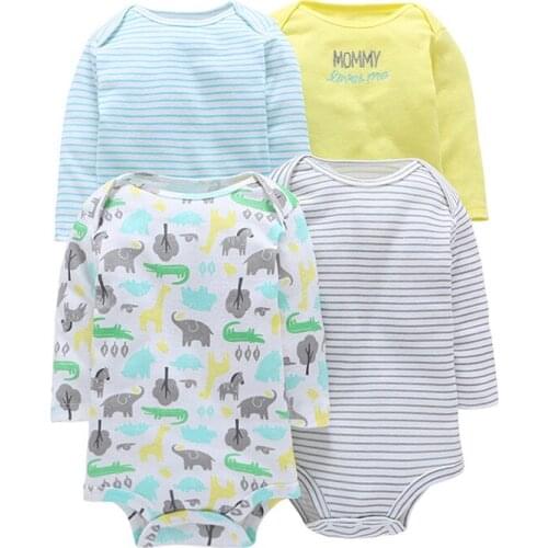 Baby Girl Boys Romper 4pcs Newborn Sleepsuit 2018 Infant Baby Clothes Long Sleeve Mutil color Jumpsuits Baby Pajamas