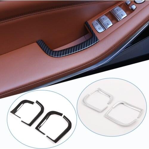 4 Pcs Carbon Fiber Silver For BMW X5 2019 Model ABS Chrome Car Door Storage Box Decorative Frame Trim Accessories