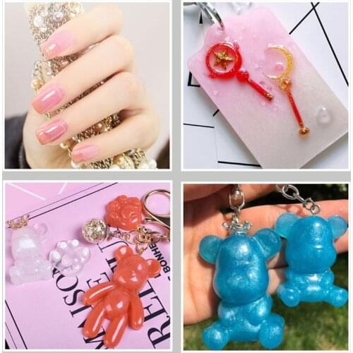 97QE 4 Pcs/set DIY Crystal Epoxy Pearlescent Powder Slim Material Mica Glitter Crystal Mud Filler