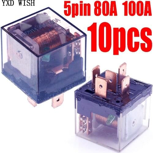 10PCS Waterproof Automotive Relay 12V 100A 5Pin SPDT Car Control Device Car Relays DC 24V 48V High Capacity 100A Switching