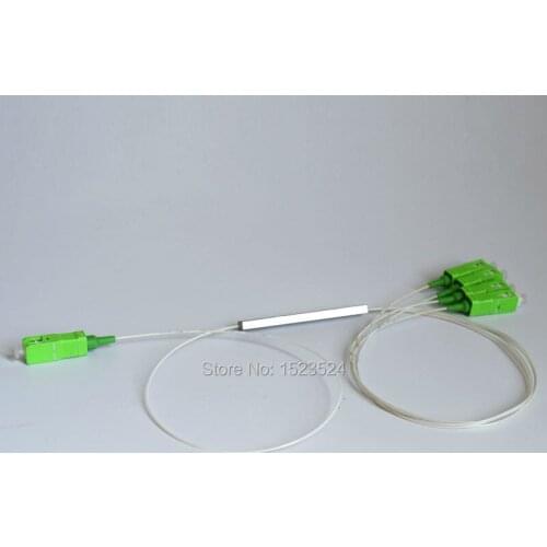 Free Shipping 10pcs/lot 0.9mm Steel Tube 1x4 Mini Blockless SC/APC Fiber Optic PLC Splitter