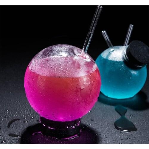 Cocktail Glass Creative Sphere Shaped Reusable Drinking Straw Cup Wine Juice Glasses Coffee Tumbler For Bar Home Party
