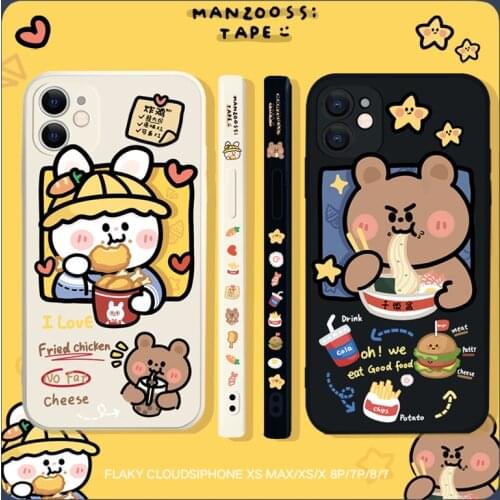 Cute Bear Cartoon Rabbit Animal Phone Case For iphone 12 Pro Max 12 11 Pro XR XS Max X 8 7 Shockproof Soft TPU Lovely Back Cover