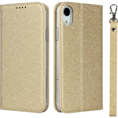 Silk Pattern PU Leather Case For iPhone XR Flip Stand Wallet Cover For iPhonexr Card Pockets Lanyard cases