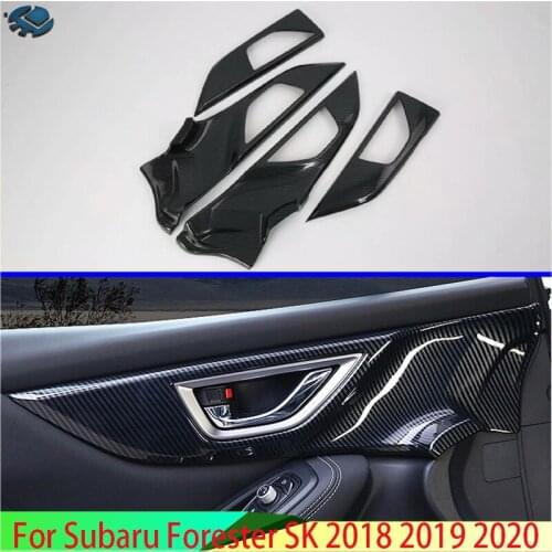 For Subaru Forester SK 2018 2019 2020 Decorate Accessories Carbon Fiber Style Inner Door Handle Cover Catch Bowl Trim
