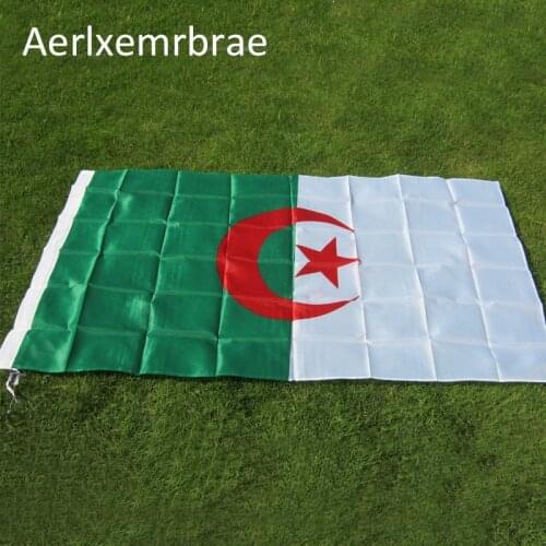 Free Shipping aerlxemrbrae flag 90*150cm The Algeria Flag Polyester Flag 5*3 FT High Quality