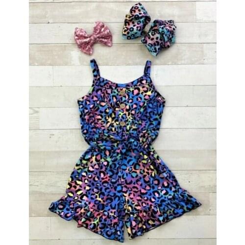 FOCUSNORM 1-6Y Fashion Infant Girls Leopard Jumpsuits Sleeveless Single Breasted Belt Printed Rompers 1pcs
