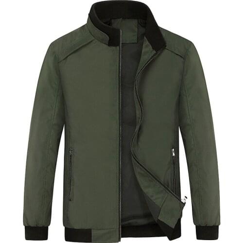 Spring Green Jacket Men Stand Collar Thin Casual Plus Size Boys Coat Autumn Windbreaker Male Autumn Fashion Coat Mens Streetwear
