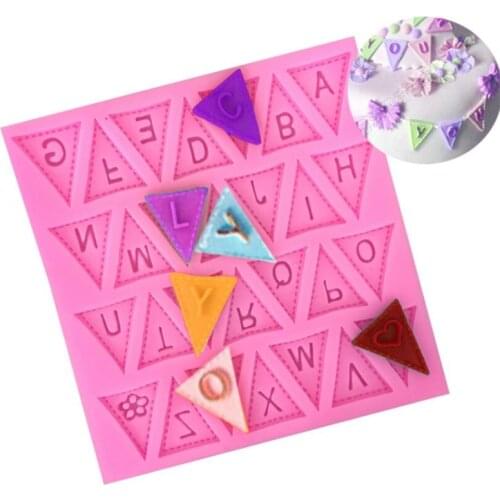 Cooking Tools Flag Shape 26 English Letters Silicone Mold Chocolate Fondant Cake Decorating Cake sugar craft Moulds Tools