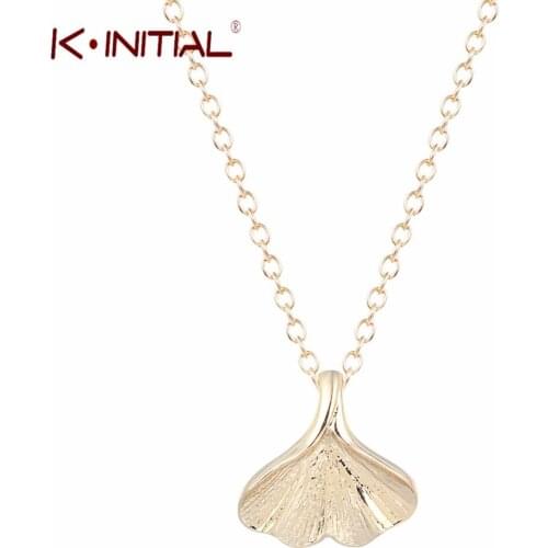 Kinitial Charm Leaf Necklace Flower Ginkgo Necklaces Pendants for Women Chain Shell Necklace Jewelry Collar Drop Shipping