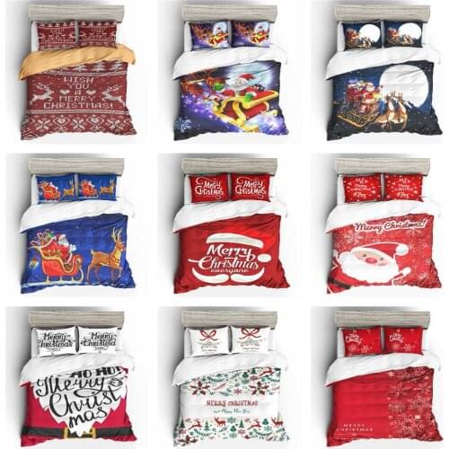 New style bedding set 3d digital Christmas printing 2/3pcs duvet cover & pillowcases set with zipper closure UK/AU/US size