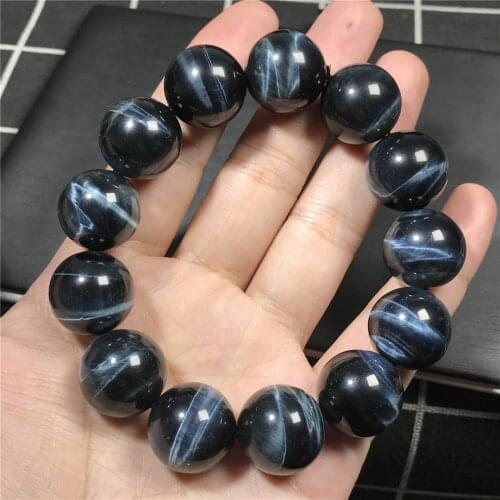 18mm Top Natural Blue Tigers Eye Bracelet For Women Lady Men Love Gift Crystal Round Beads Stone Gemstone Stretch Jewelry AAAAA