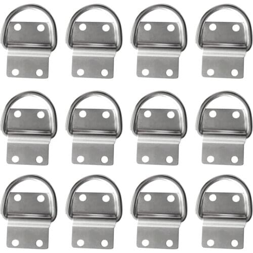 Pack 12 Stainless Steel Lashing Ring & Staple Cleat Tie Down Boat Part Hardware Accessories