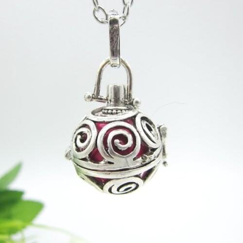 2017 New Sale Swirls DIY Locket Cage with 16mm Jingle Bell Ball Pregnancy`s Music Speaking Necklace Fashion Diffuser Necklace