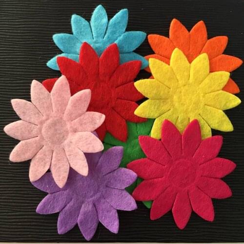 NEW 50PCS Mix 40mm Padded Felt Spring Flower Appliques Crafts Wedding Making DIY Crafts Supplies A73A