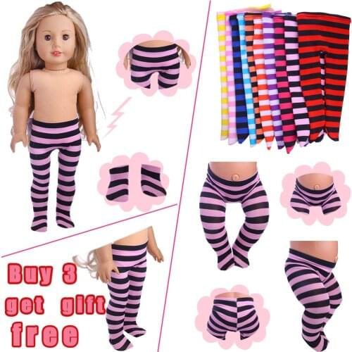 Doll Clothes Striped Long Leggings Pants Soft Trouser Underwear For 18 Inch American Doll Gift&43 Cm Born Baby Doll For Girls