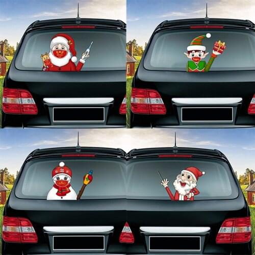 Christmas Santa Claus Waving Window Wiper Decals Removable Auto Styling Rear Decoration Rear Windshield for Car Stickers