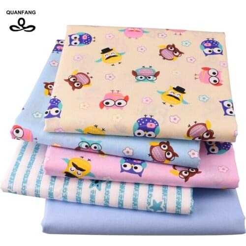 QUAN FANG Owl Series Printed Twill Cotton Fabric For DIY Patchwork Quilting Sewing Baby&Children Sheet,Pillow,Cushion Material