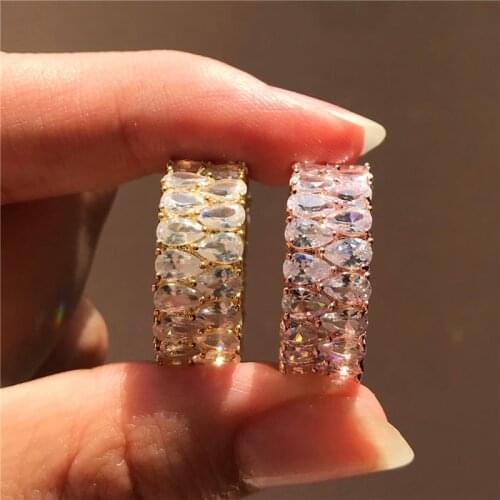 Cute Water Drop Zirconia Wedding Ring Luxury Female White Crystal Stone Ring Classic Rose Gold Color Engagement Rings For Women