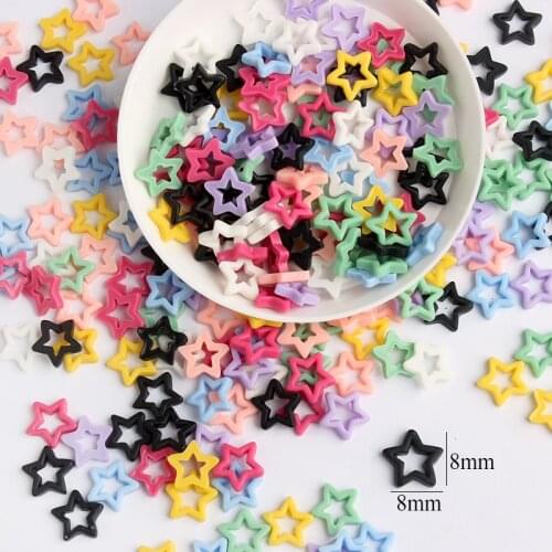 Four Seasons Hollow Five-Pointed Star 8MM Flat Back Resin Nail Art Rhinestone 30Pcs/100Pcs For DIY Nails Decorations
