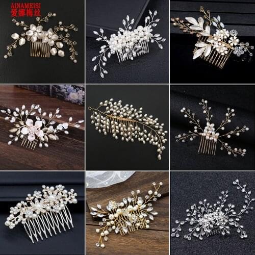 Bridal Pearl Hair Combs Wedding Accessories Rhinestone Flower Wedding Hair Comb Jewelry Wedding Hair Ornaments Bridal Headbands