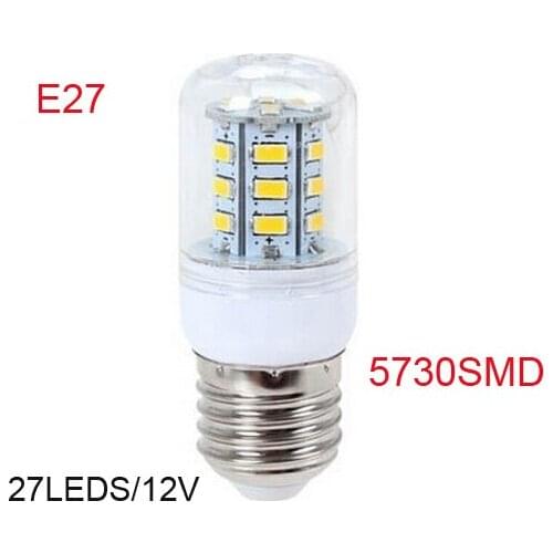 E27 5730 SMD Chip led light 12V Corridors Use Energy Efficient Corn Bulbs 27LEDs Lamps Max 5W Lighting 1Pcs/Lot LRT15483