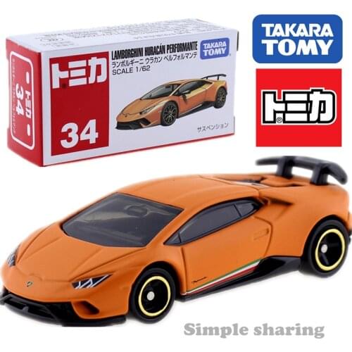 Takara Tomy Tomica No.34 Lamborghini Huracan Performante Scale 1/62 Car Hot Pop Kids Toys Motor Vehicle Diecast Metal Model